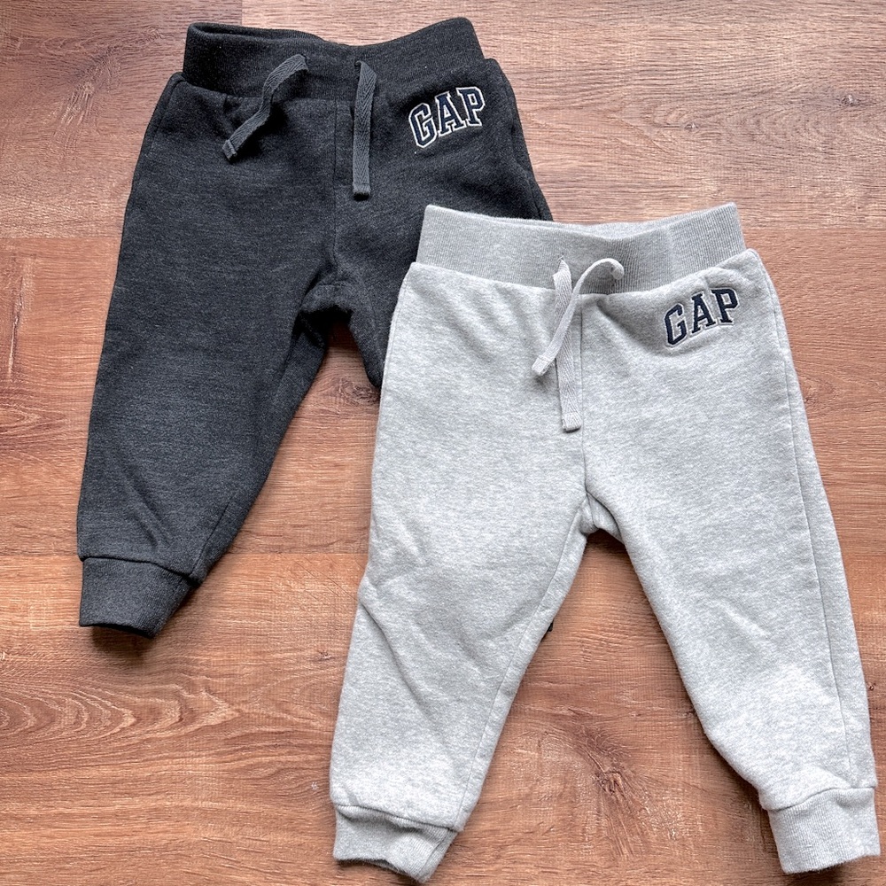 Baby GAP Jogger Pants Set - Black and Gray 18 months